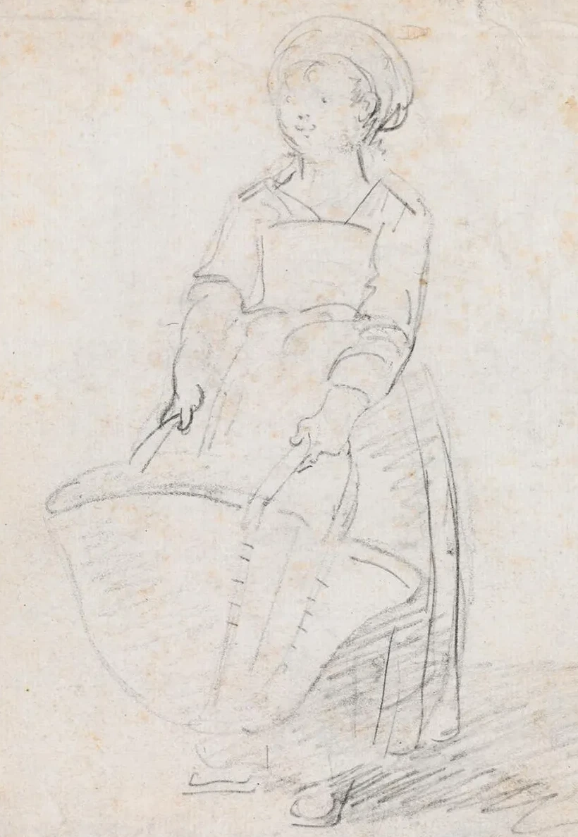 Little Girl with a Large Basket