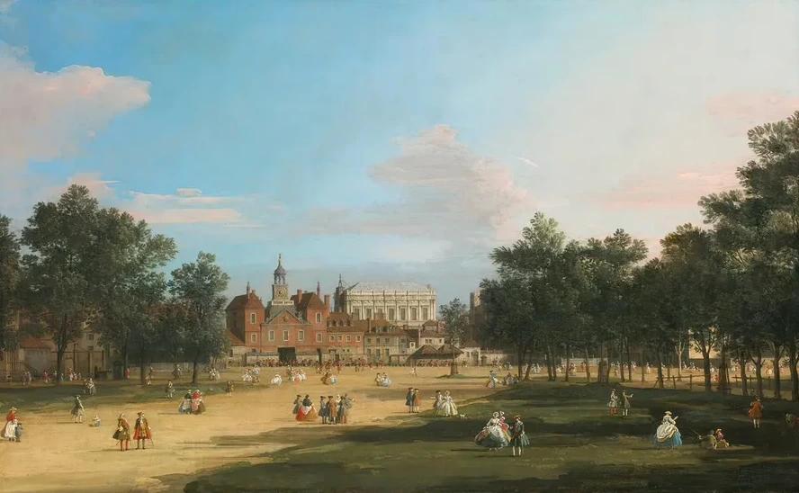 London, A View Of The Old Horse Guards And Banqueting Hall, Whitehall Seen From St. James Park