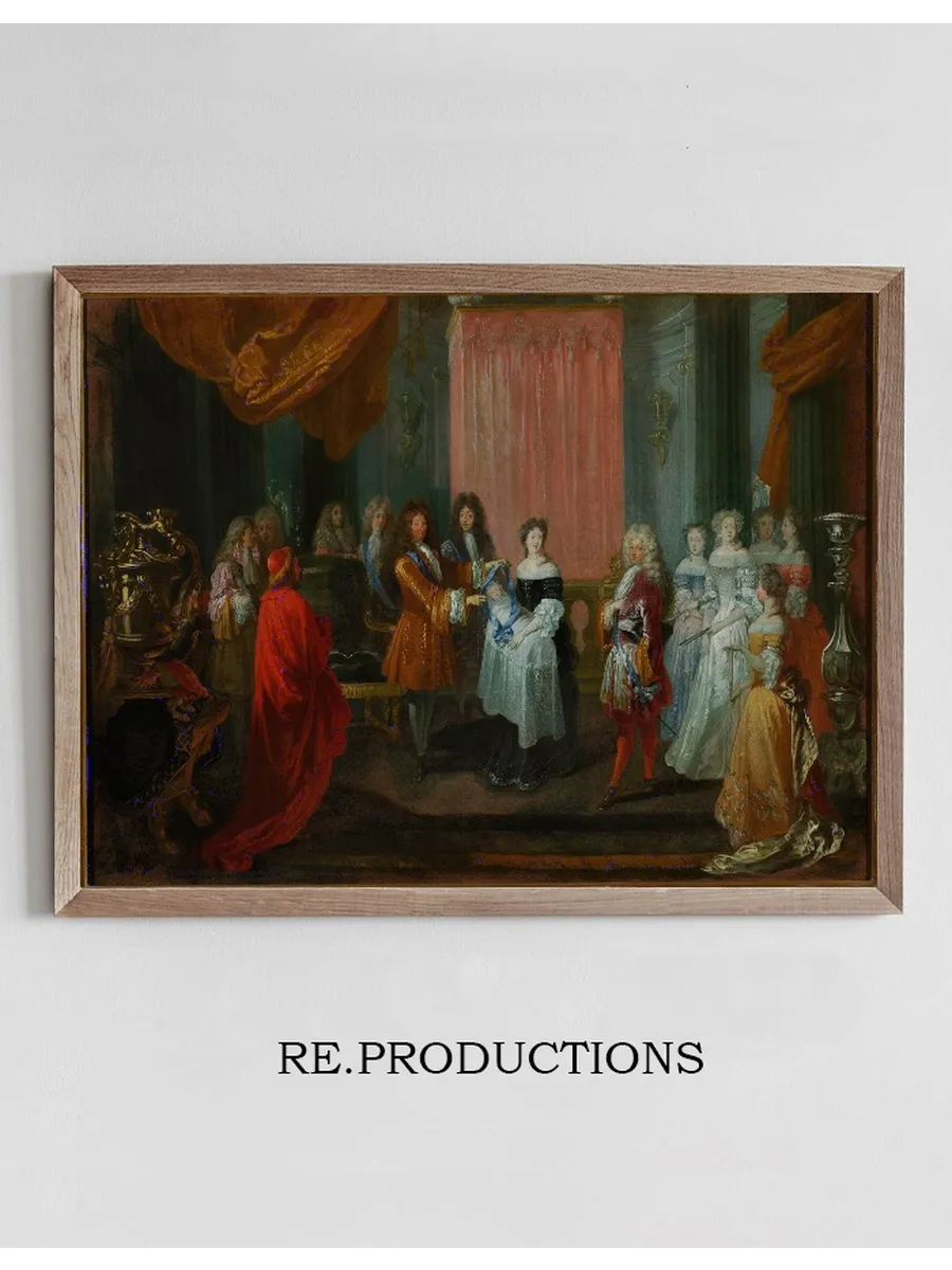 Louis XIV awards the Cordon Bleu Order to the Duke of Burgundy, father of Louis XV