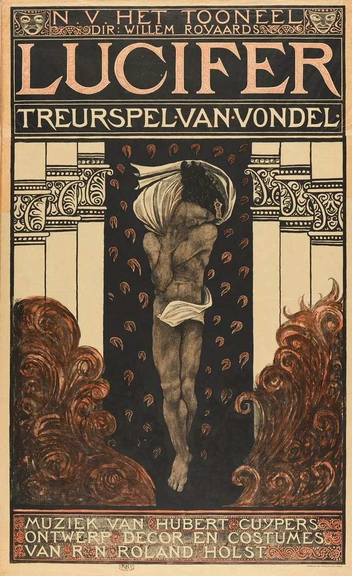 Lucifer Treurspel van Vondel. N.V.Het Tooneel dir Willem Royaards, Muziek van Hubert Cuypers, Ontwerp Decor en