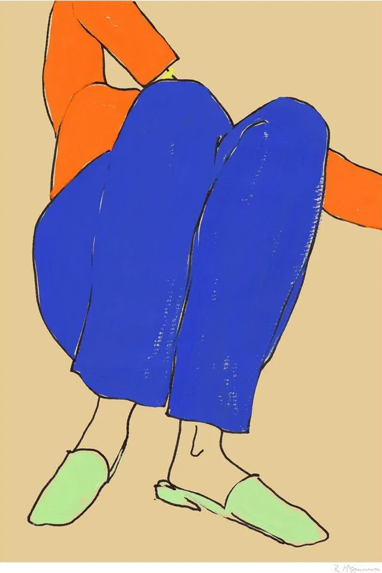Lying Down in Blue and Red