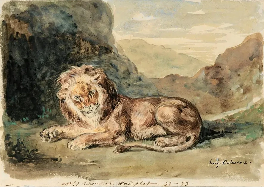 Lying LionIn A Landscape