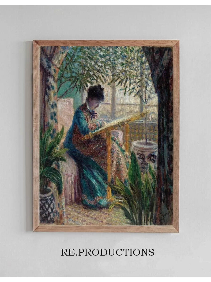 Madame Monet Embroidering (camille Au M Tier)