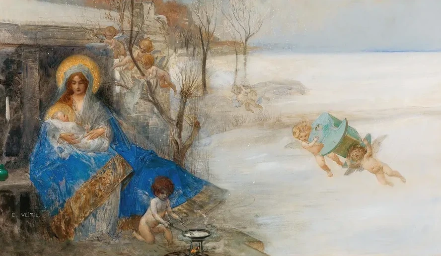 Madonna And Child Surrounded By Angels