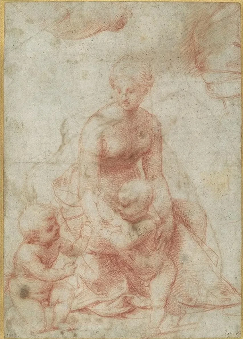 Madonna and Child with the Infant Saint John the Baptist Upper Left, Study for the Right Arm of the Infant Sai