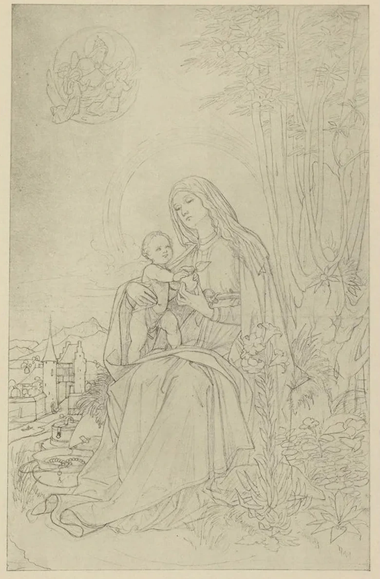 Madonna Mit Dem Kinde in Deutscher Landschaft