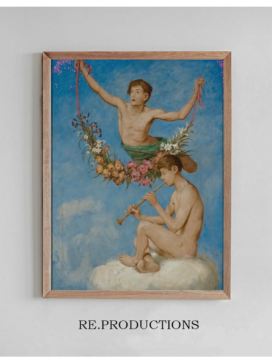 Mai (zwei Jugendliche Genien Mit Blumen)