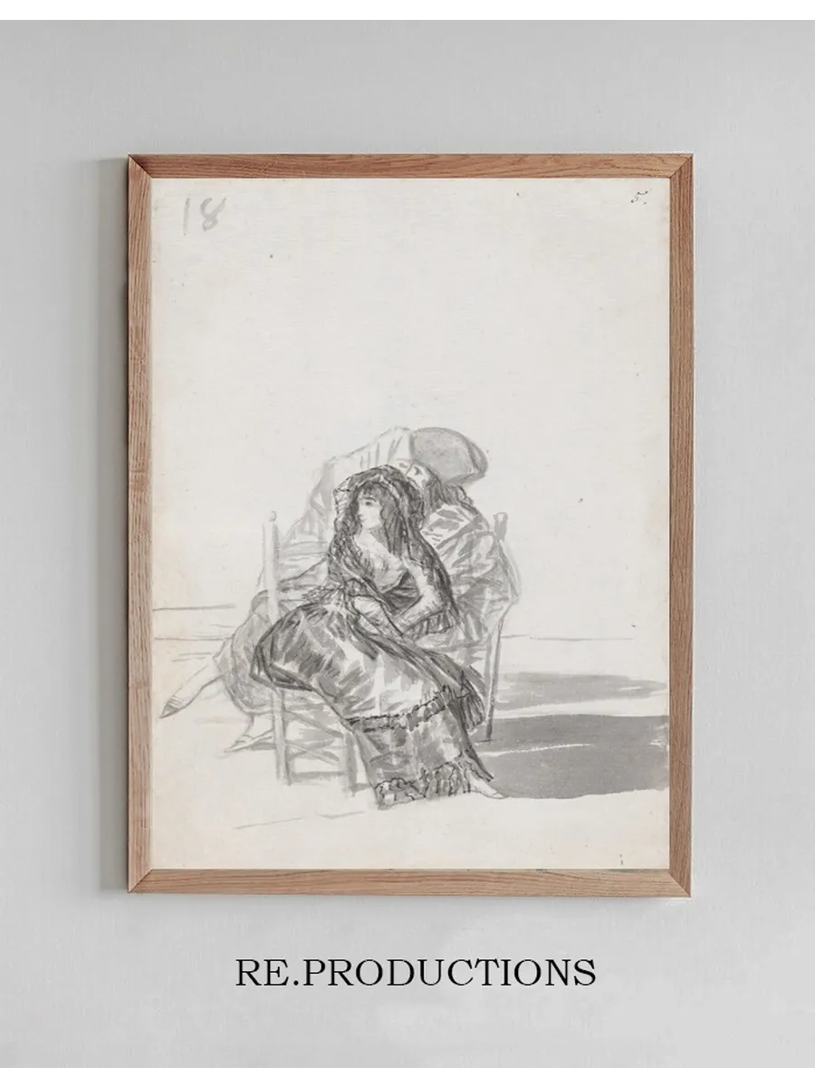 Maja Seated on a Chair and Two Companions Behind
