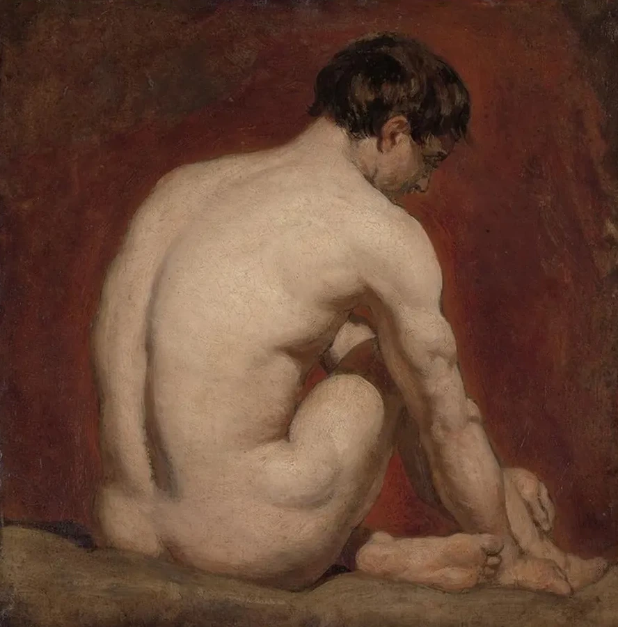 Male Nude, Kneeling, from the Back