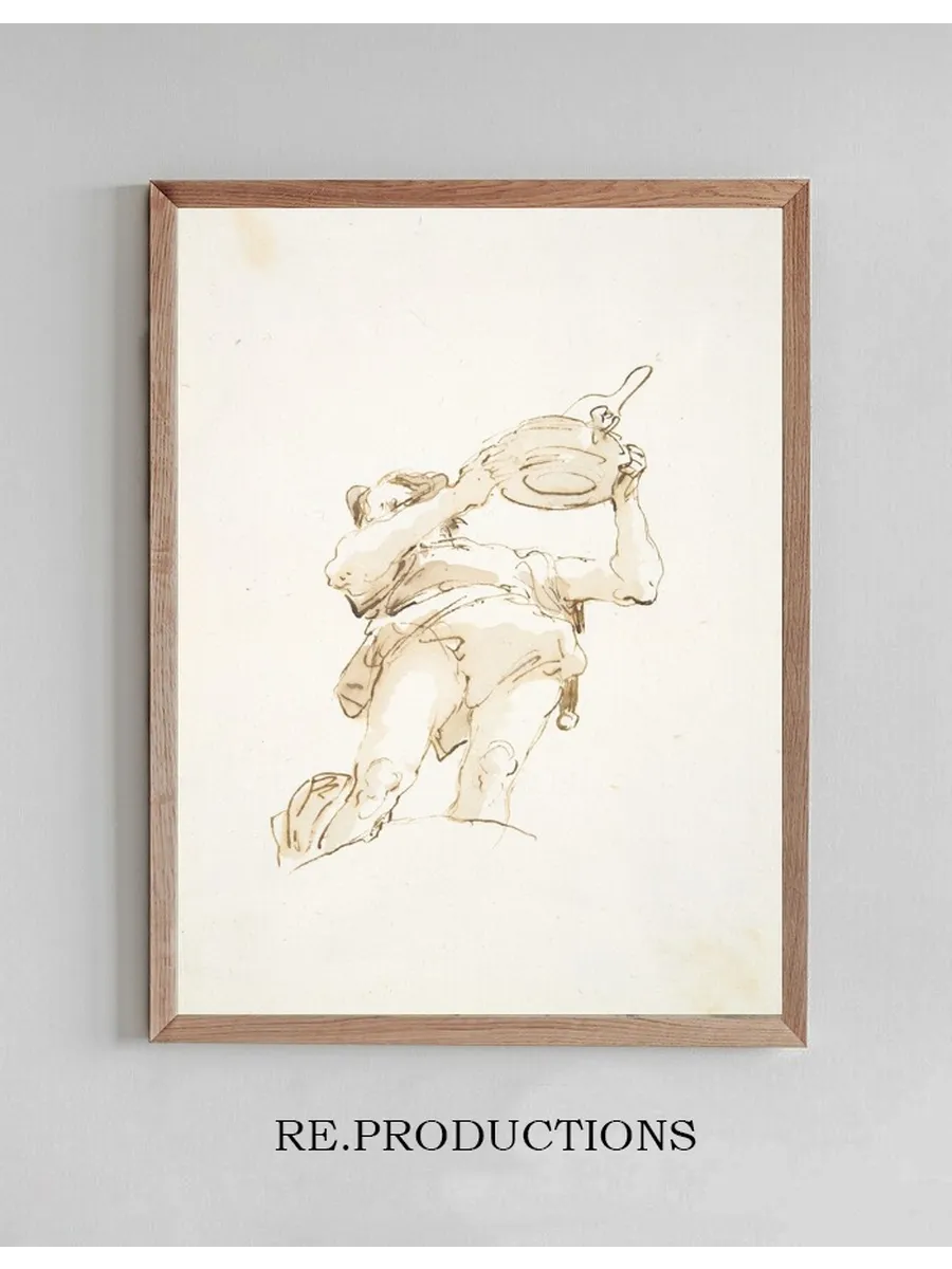 Male Figure Carrying a Tray with Fowl, Seen Frombelow