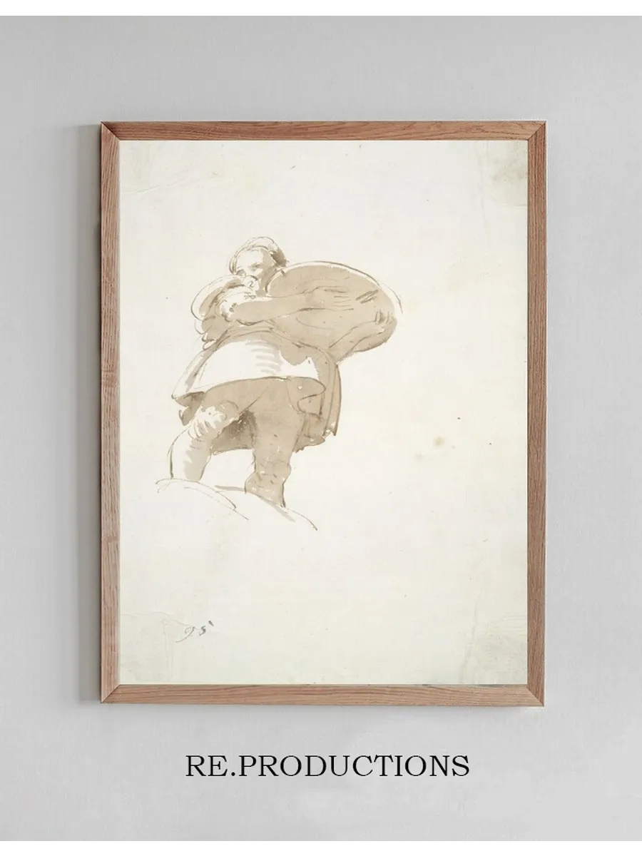 Male Figure Carrying a Tray, Seen Frombelow