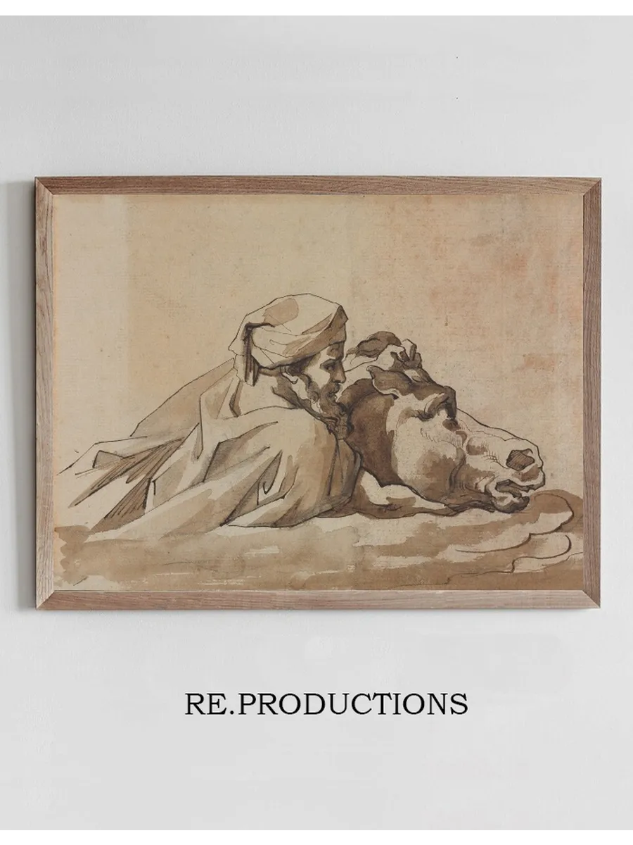 Man Clutching a Horse in Water, after Poussin's Deluge