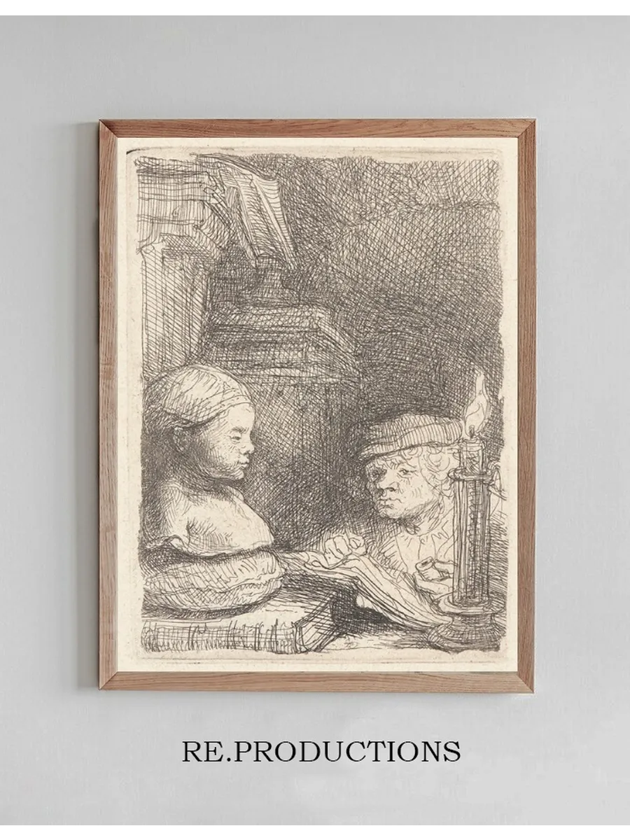 Man Drawing from a Cast