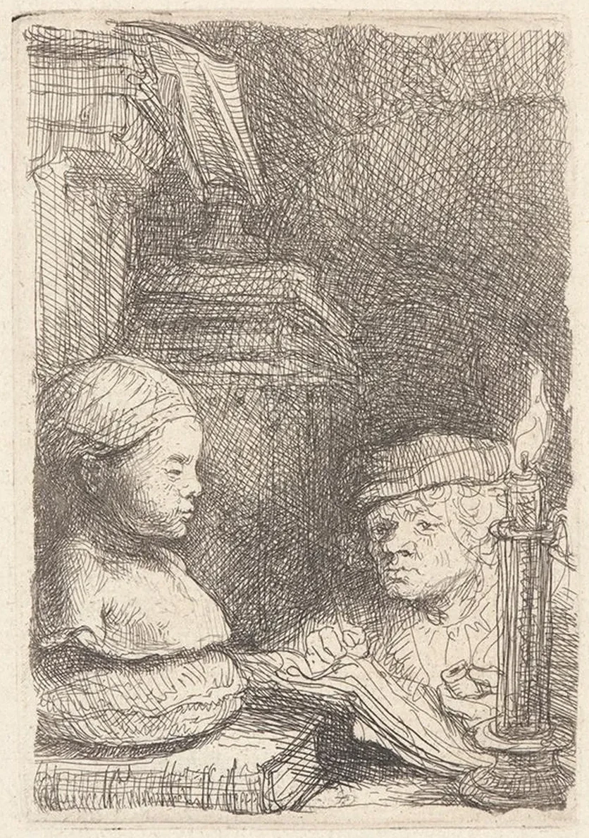 Man Drawing from a Cast