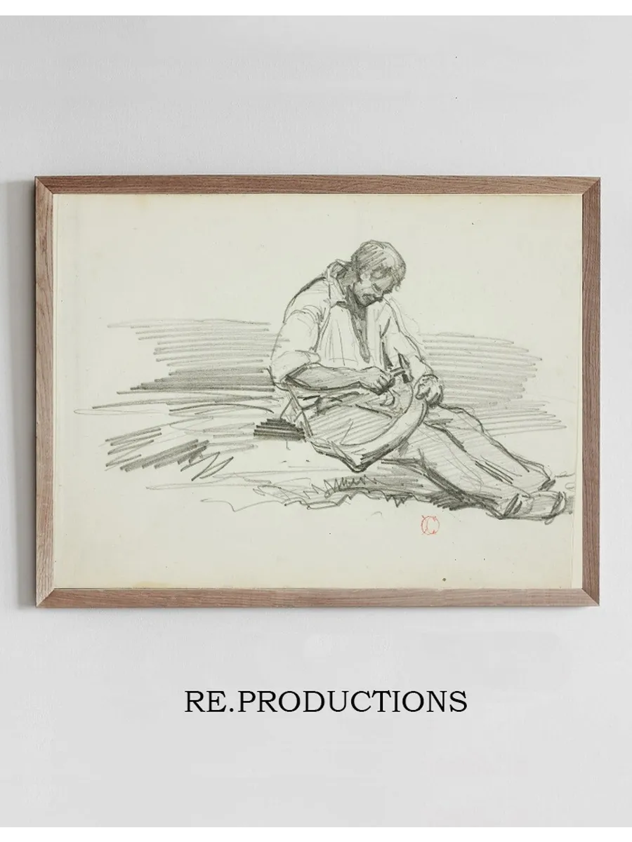 Man Mending Scythe