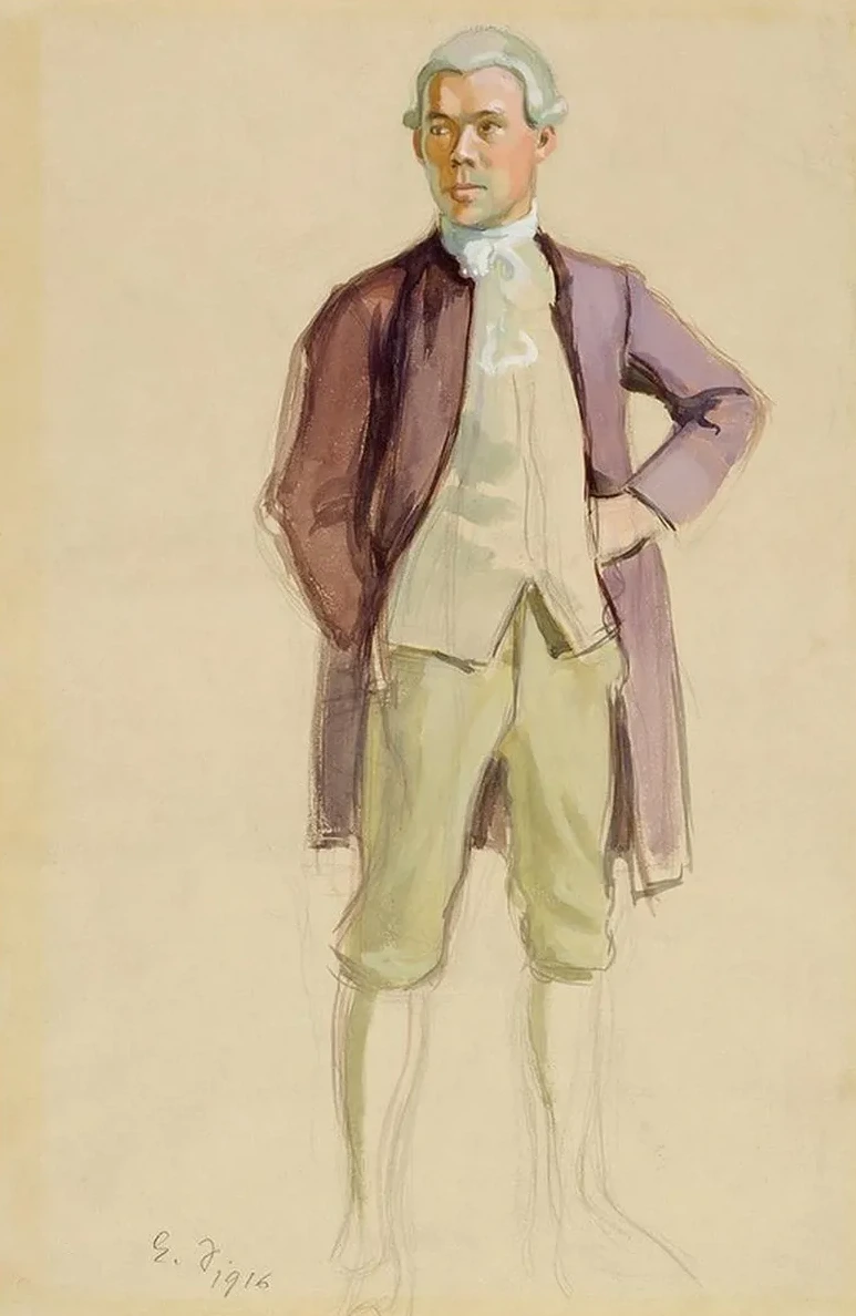Man Standing, in Rococo Attire (F.E. Sillanp)