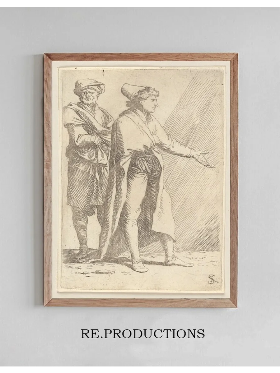 Man Striding Followed by a Retainer