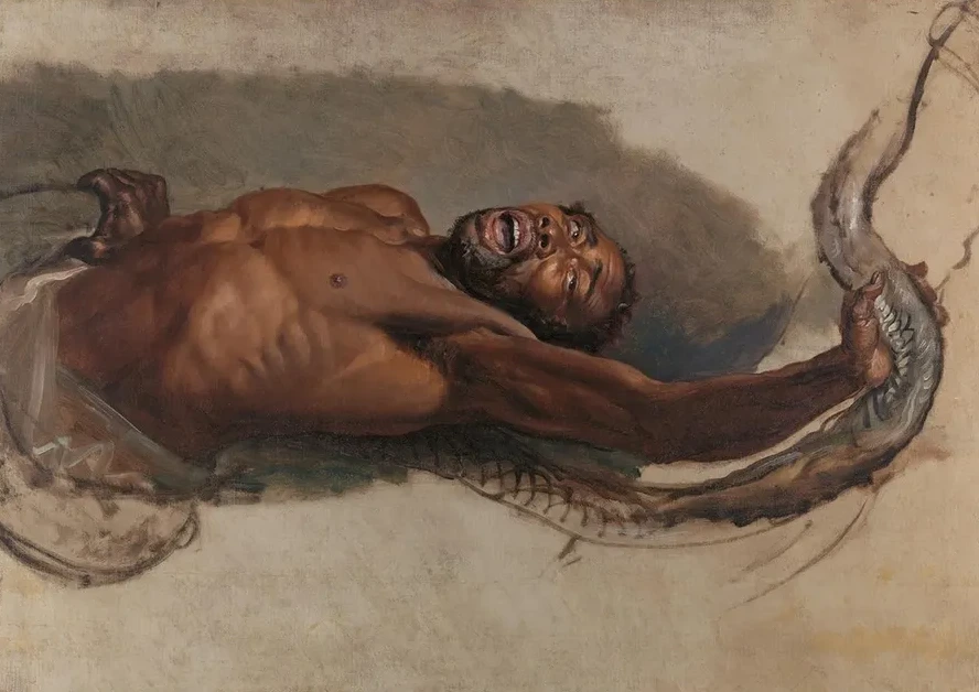 Man Struggling with a Boa Constrictor, Study for The Liboya Serpent Seizing His Prey