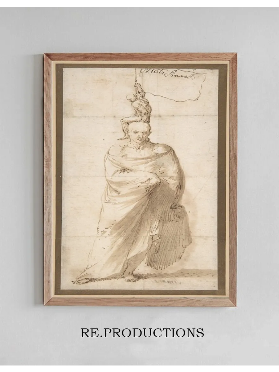 Man Wearing a Large Cloak and a Small Naked Man on His Head