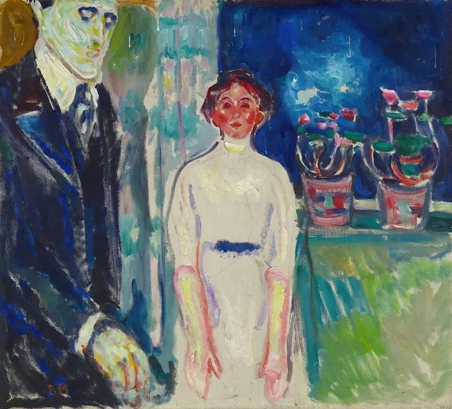 Man and Woman by the Window with Potted Plants