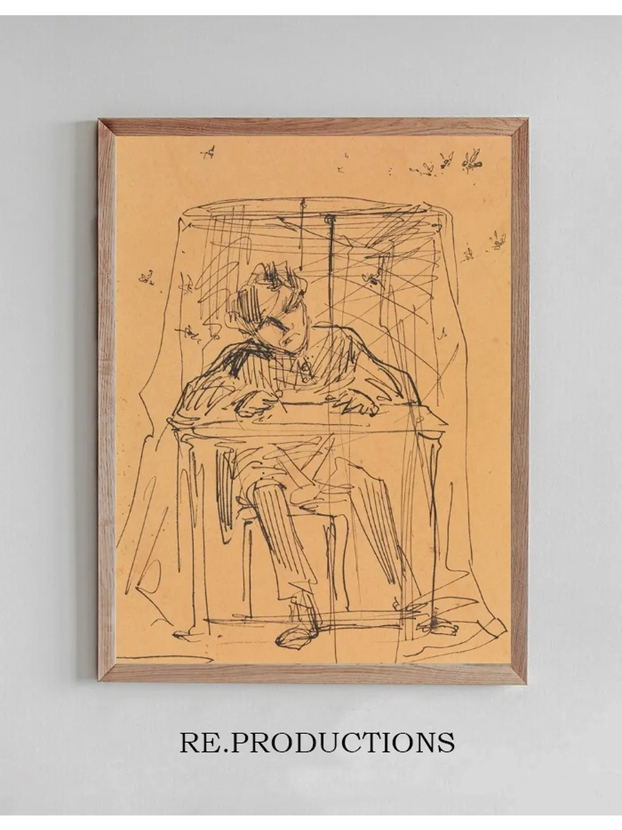 Man at Table Beneath Mosquito Net (from Sketchbook)