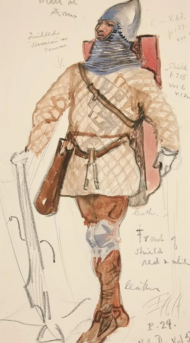 Man of Arms, costume sketch for Henry Irving's Planned Production of King Richard II