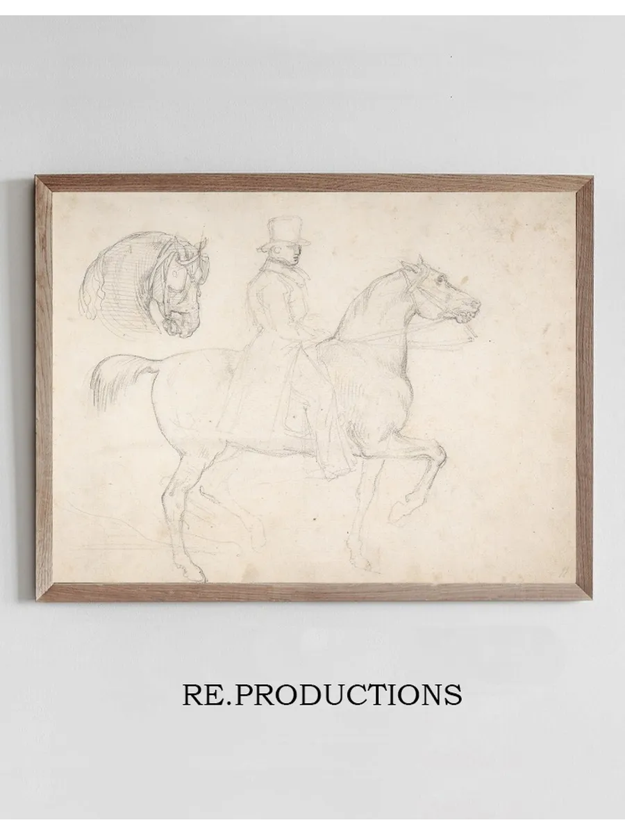 Man on Horseback, and Study of Horse's Head