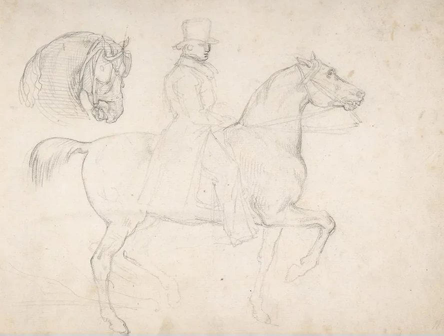Man on Horseback, and Study of Horse's Head