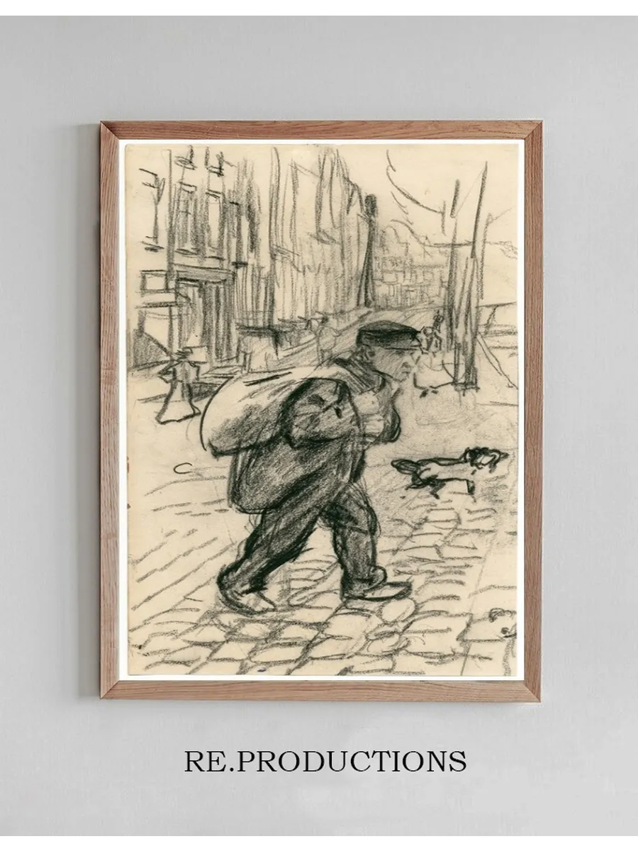 Man Sjouwt Een Zak Door Een Straat