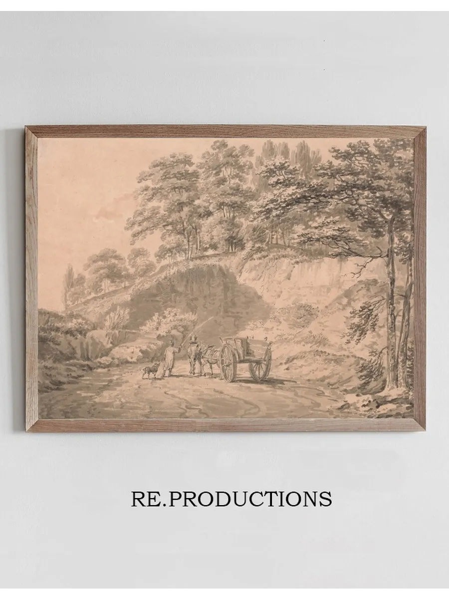 Man with Horse and Cart Entering a Quarry