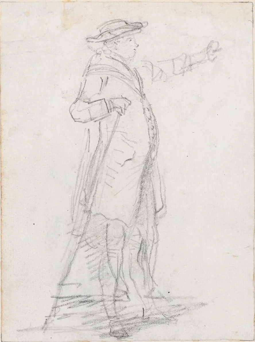 Man with a Walking Stick, Seen in Profile
