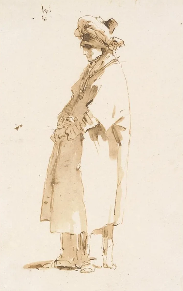 Man with an Elaborate Headdress, Facing Left