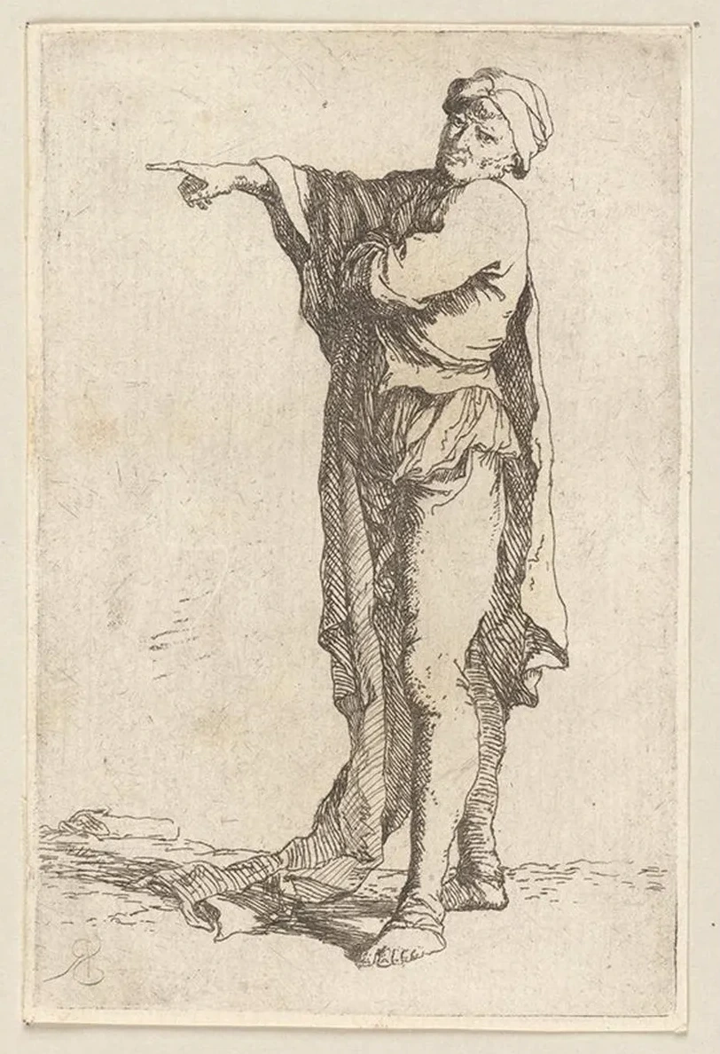 Man, Standing, His Arm Pointing Horizontally