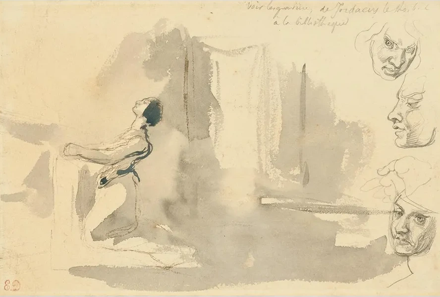 Marguerite in the Church with Studies of the Head of Mephistopheles