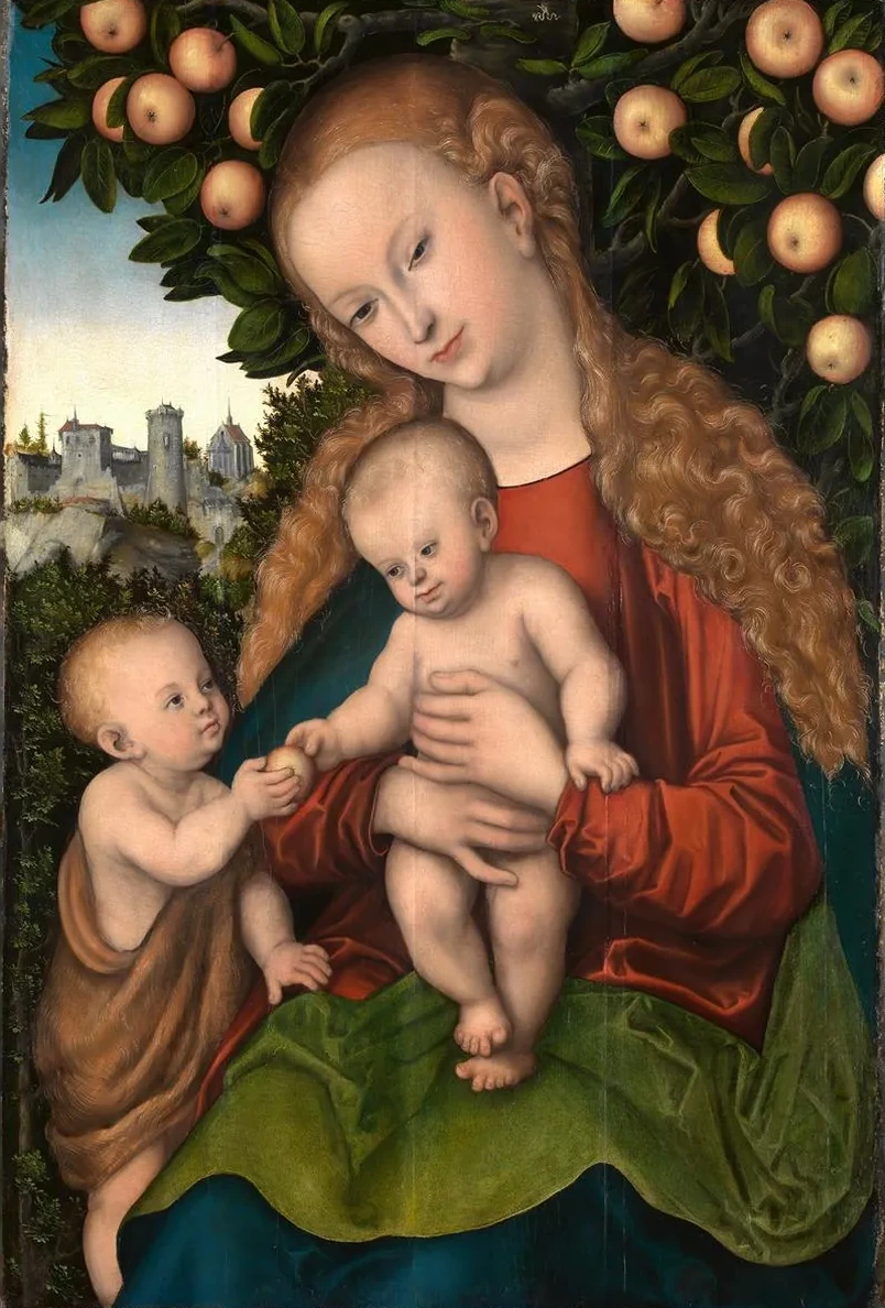 Maria Mit Dem Kind Und Dem Johannesknaben Unter Dem Apfelbaum