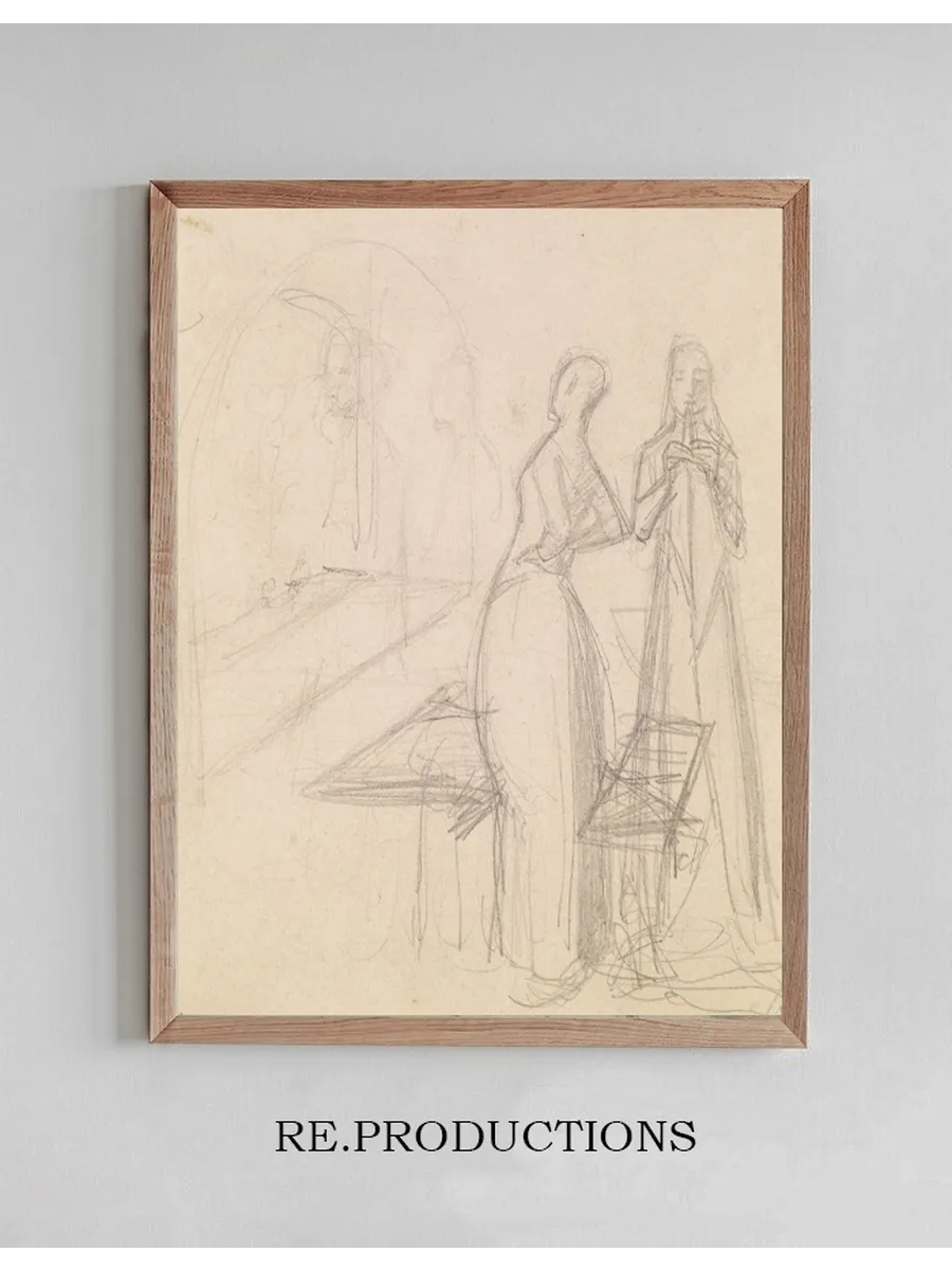 Mariana Figure Sketch and Sketch of a Woman Folding Cloth