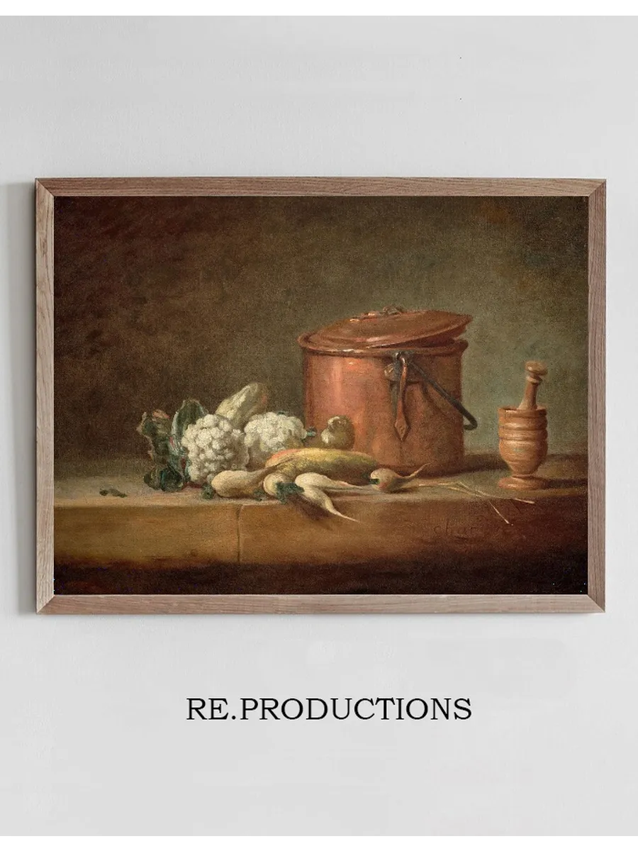 Marmite de Cuivre, Choux - Fleurs et Grugeoir Avec Son Pilon Sur Un Entablement