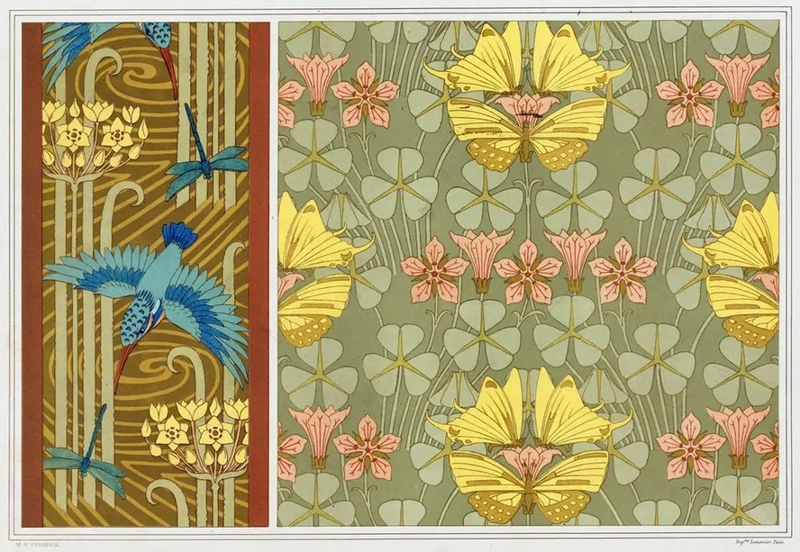 Martins - P Cheurs, Libellules et Butome En Ombrelle, Bordures Papillons et Oxalide, Toffe