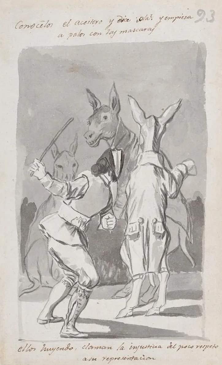Masquerading Asses Being Whipped by a Man