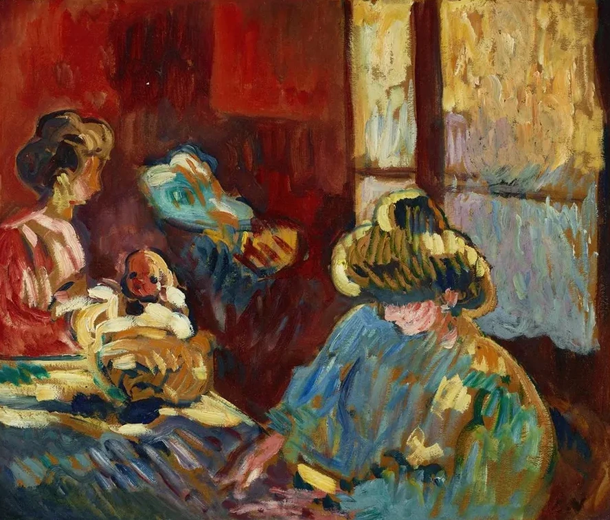 Maternit, Femme En Bleu Devant la Fen Tre