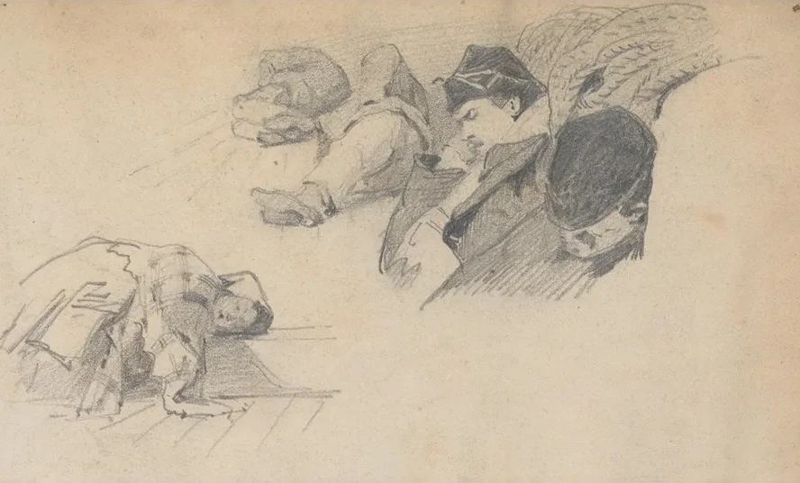 Men Sleeping on Deck of Ship
