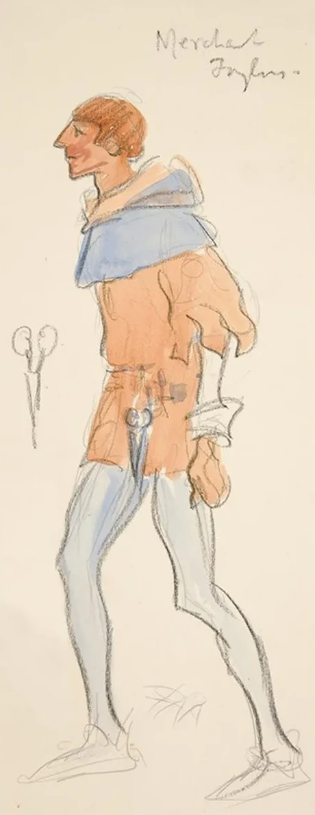 Merchant Taylor, costume sketch for Henry Irving's Planned Production of King Richard II