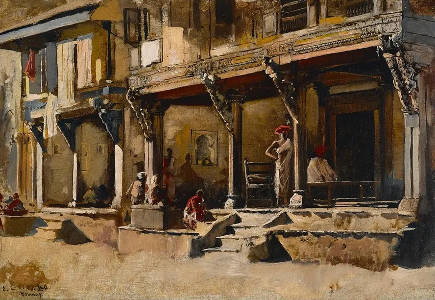 Merchants Along a Street in Bombay