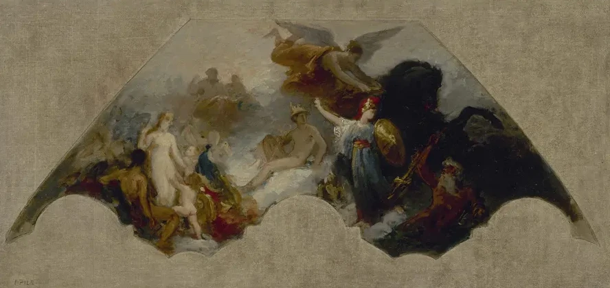 Minerve Combattant la Force Brutale Devant L Olympe R Uni