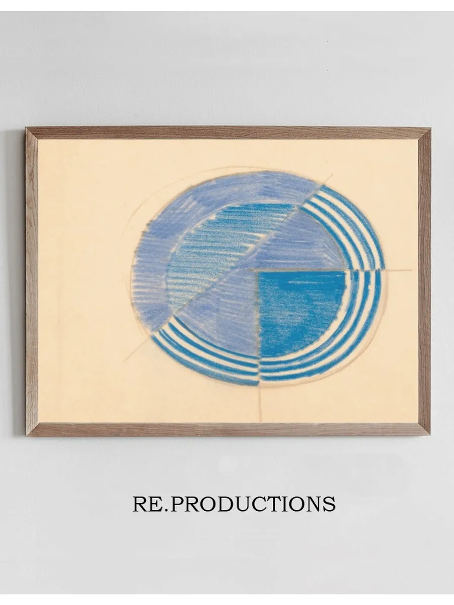 Miscellaneous Small Sketches for Inlaid Table Tops. Design with Blue Circular Motif
