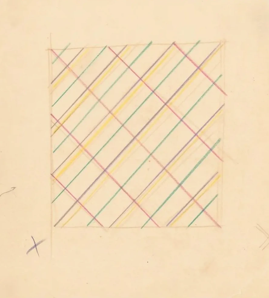 Miscellaneous Small Sketches for Inlaid Table Tops. Design with Lined Grid Motif