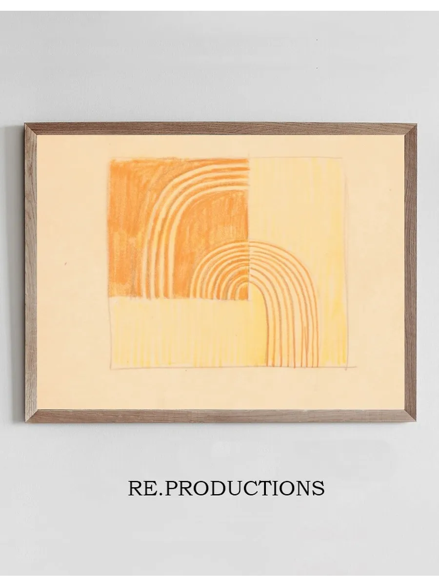 Miscellaneous Small Sketches for Inlaid Table Tops. Design with Orange and Yellow Geometric Motif