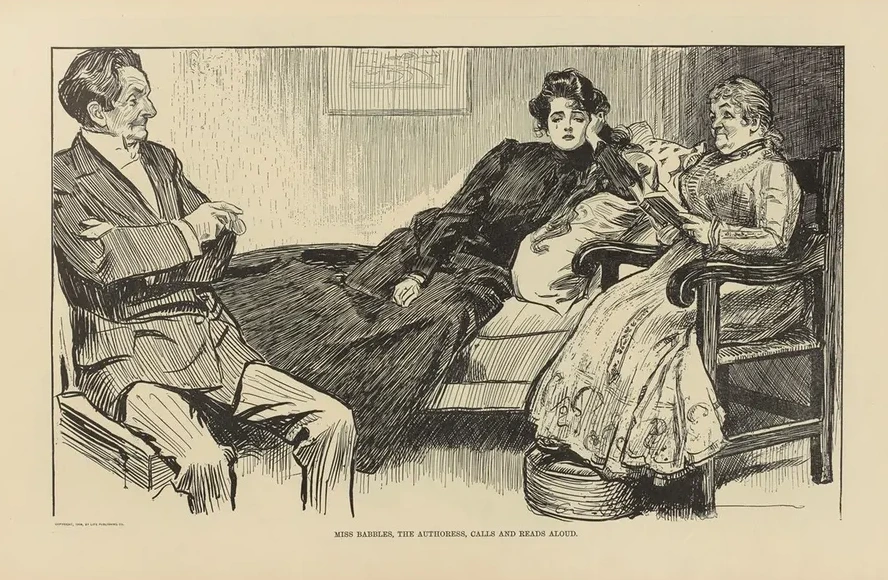 Miss Babbles, the Authoress, Calls and Reads Aloud