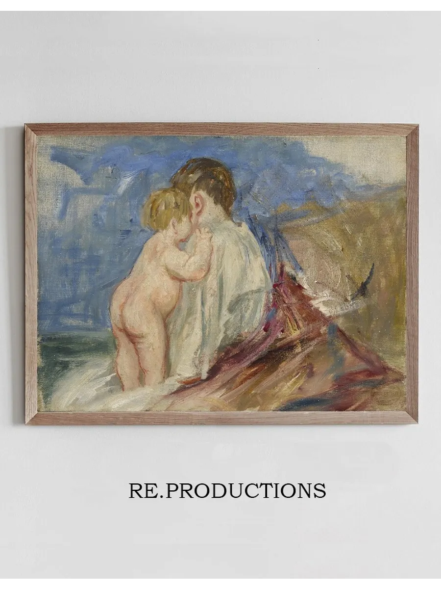 Mother Seated with Baby Standing Next to Her in a Landscape