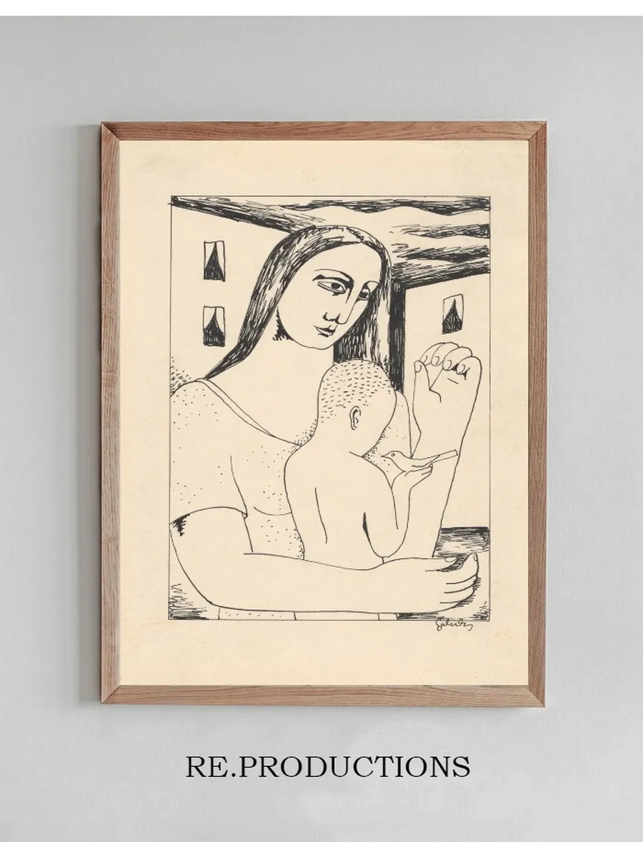 Mother and Child Playing with a Bird